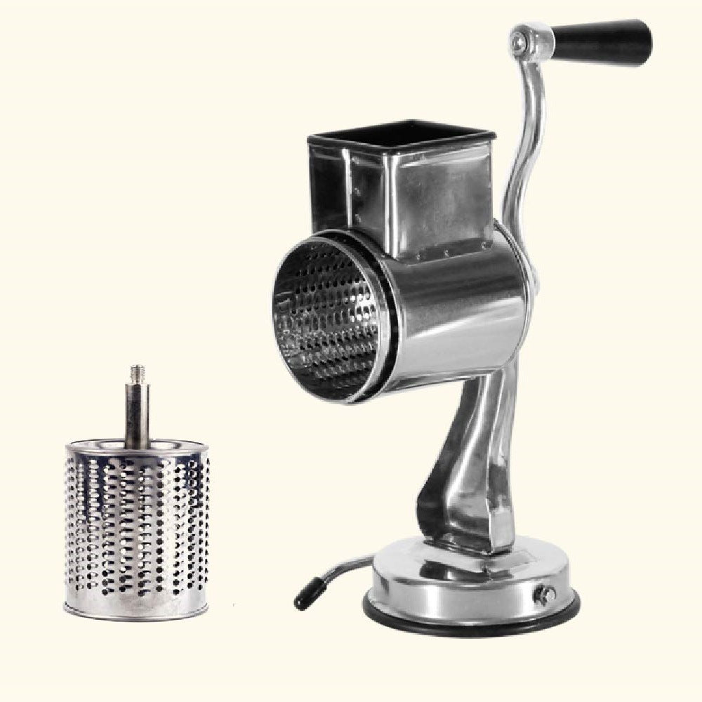 Multifunctional Stainless Steel Rotary Cheese Grater, Kitchen Vegetable Grinder, Salad Slicer - Hickstreetcorp