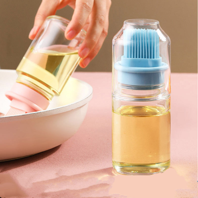 Portable Oil Bottle with Brush Silicone Barbecue Liquid Gadgets High-temperature Kitchen Baking Pastry Barbecue BBQ Tool - Hickstreetcorp