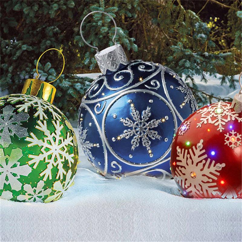 Christmas Ornament Ball Outdoor Pvc 60CM Inflatable Decorated Ball PVC Giant Big Large Balls Xmas Tree Decorations Toy Ball - Hickstreetcorp