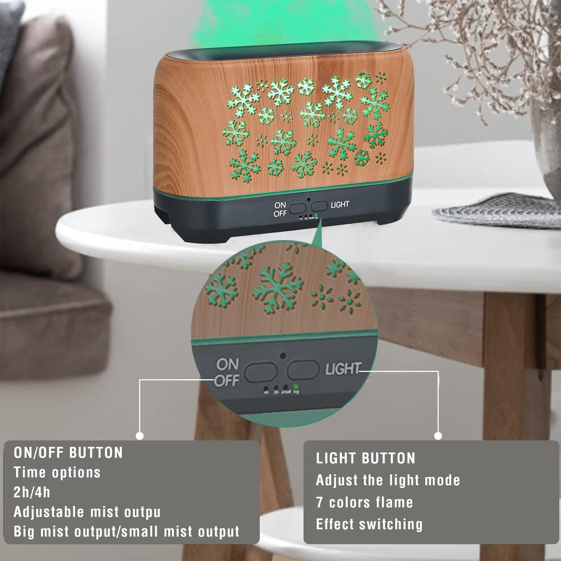 Christmas Snowflake Pattern Humidifier Household Colorful Aromatherapy Humidifier Atmosphere Colorful Diffuser - Hickstreetcorp